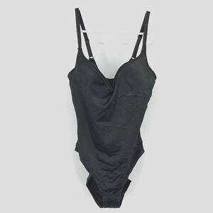 Vintage Cristian Dior Intimates Bodysuit Underwired Cups Black‎ Satin 34C RARE